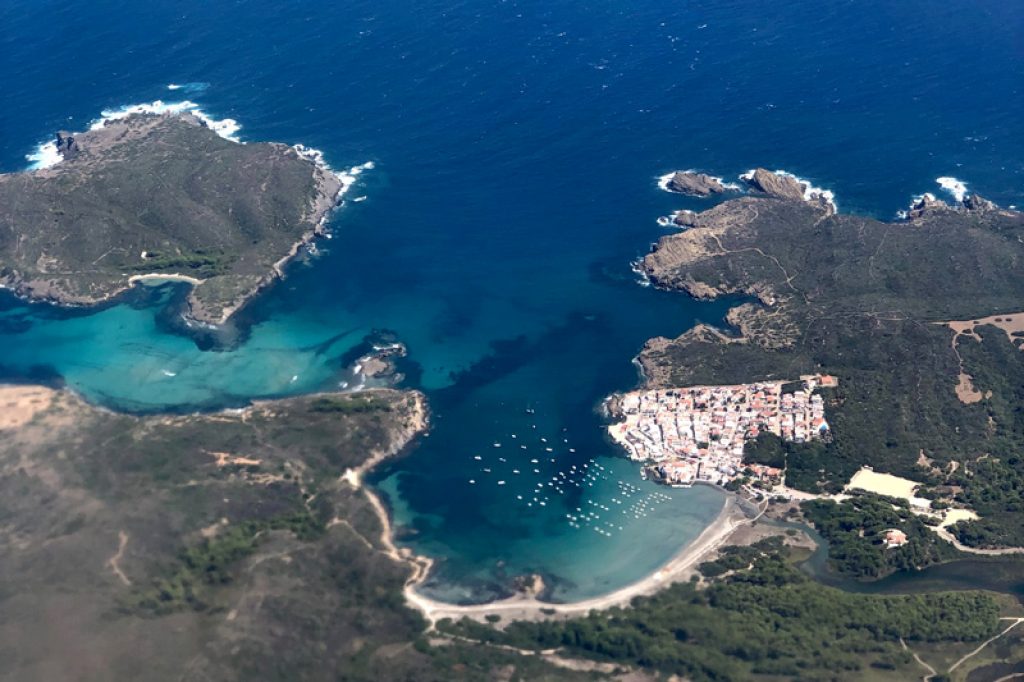 aerial view of menorca from airplane
