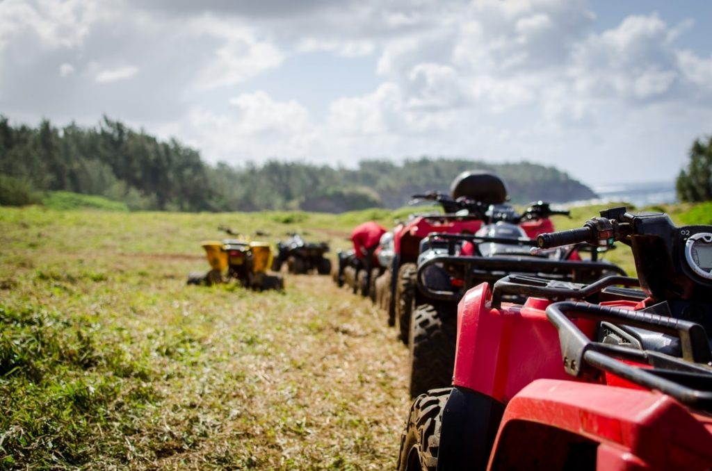 Quad bikes lined up ready for a tour in Mallorca