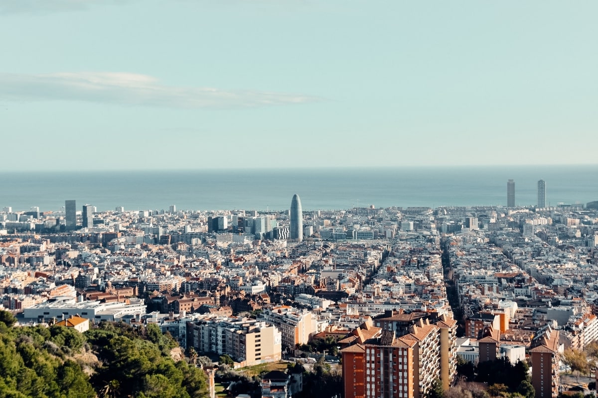 Wide shot of the city of Barcelona