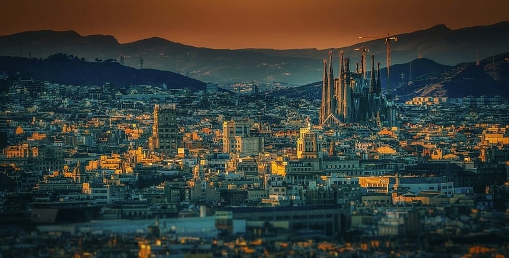 Barcelona cityscape at dusk