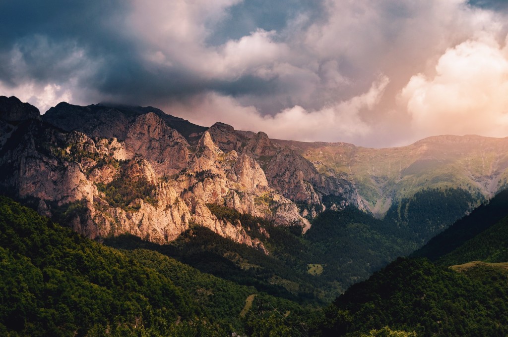 Cloudy mountain range in Barcelona