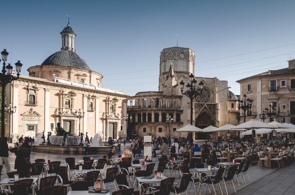 Brown and grey buildings in Valencia, Spain