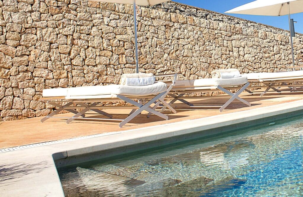 Pool and sunloungers at Cap Rocat hotel in Spain