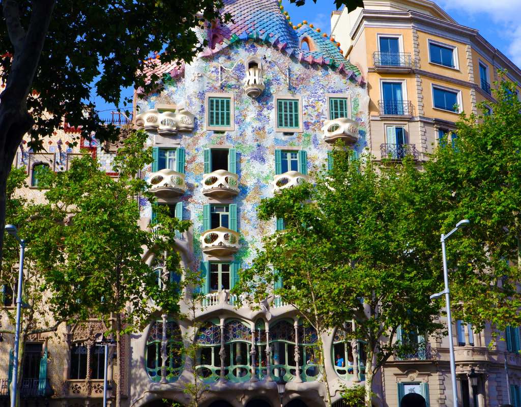 Casa Batllo Surrounded by Trees.
