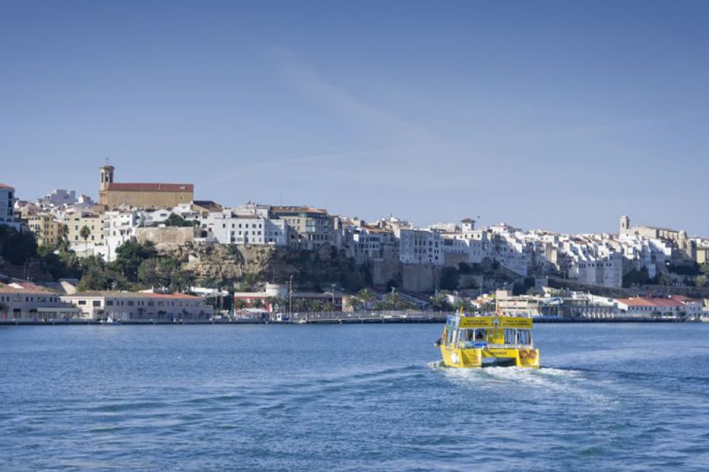 yellow catamaran in Mahon port