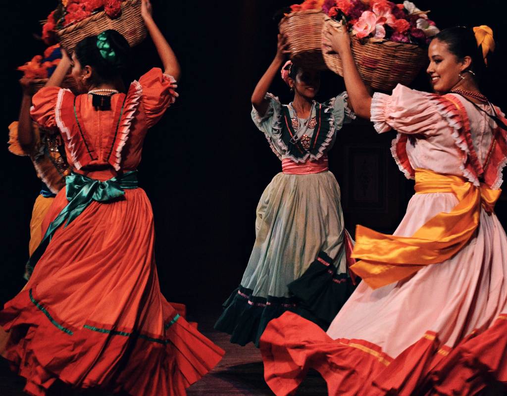Flamenco Dancers With Baskets of Flowers.