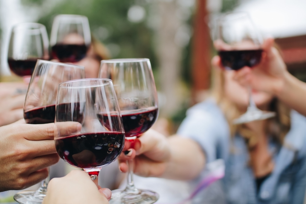 Group of people drinking red wine 