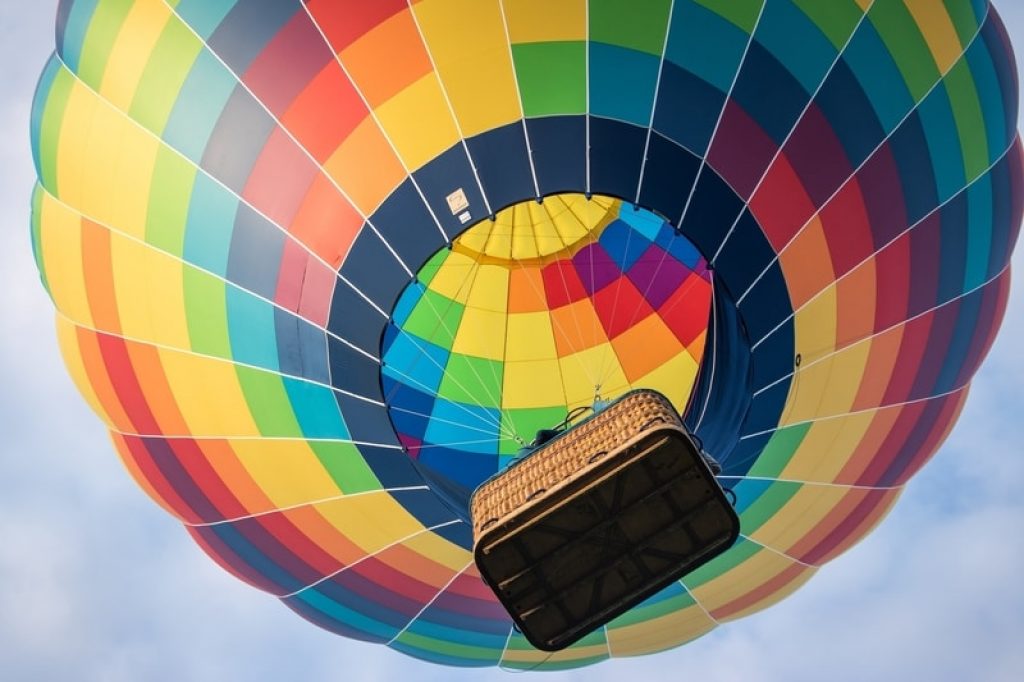 multi-coloured hot air balloon