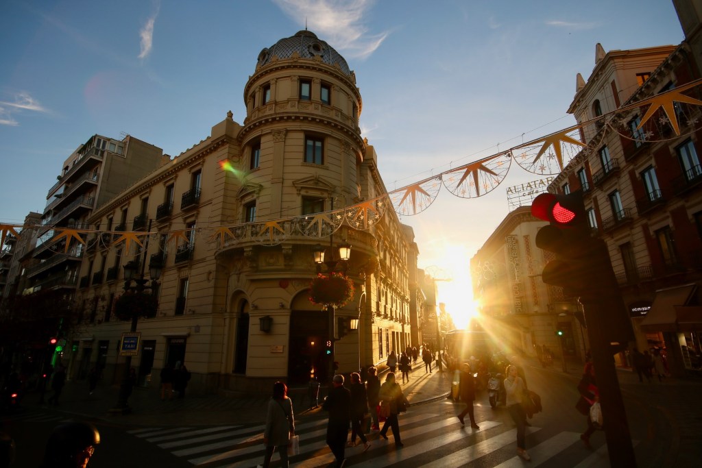 Hotel in Granada, Spain at sunset