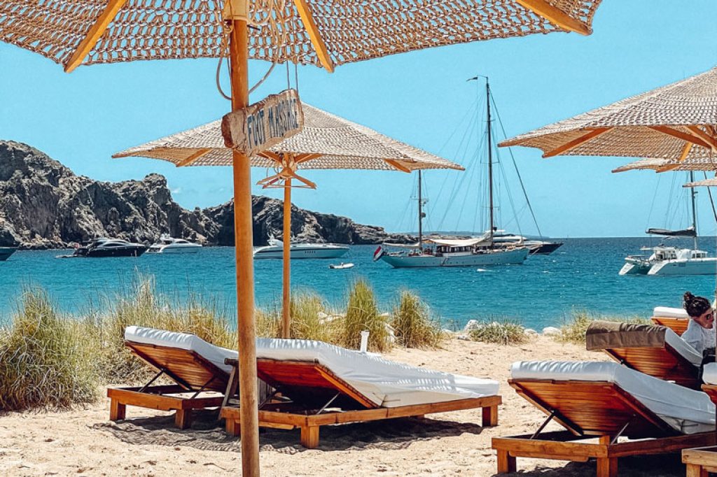 Sun chairs on Ibiza beach