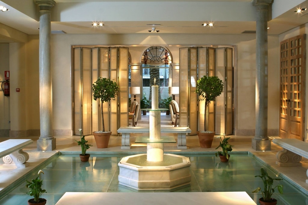 Indoor water fountain in Villa Oniria in Granada Spain