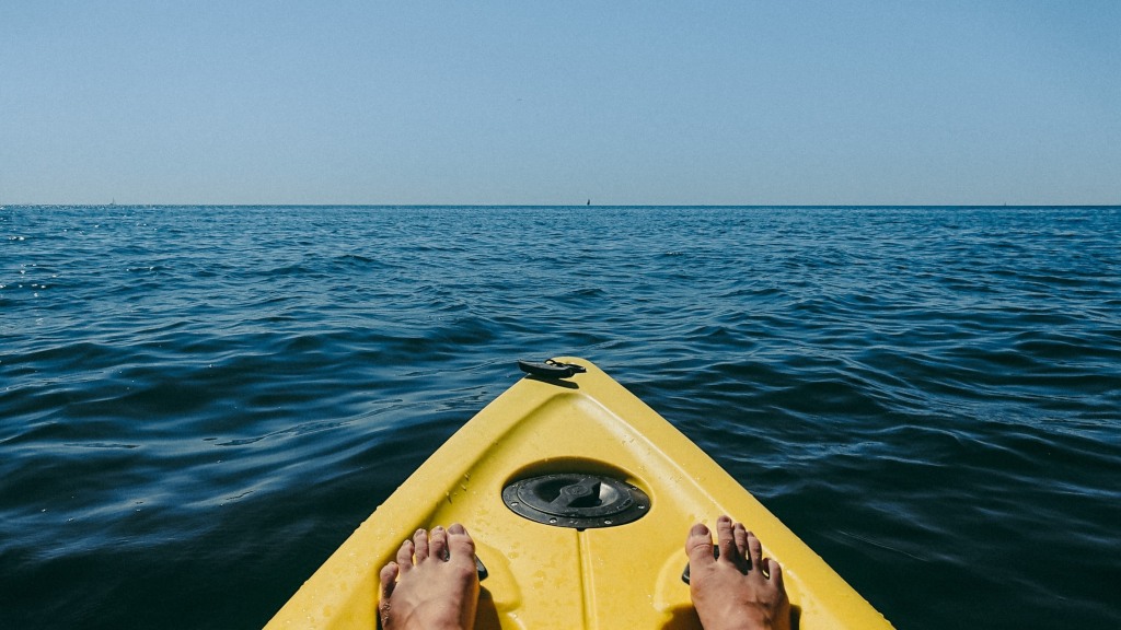 Feet on a kayak on the water