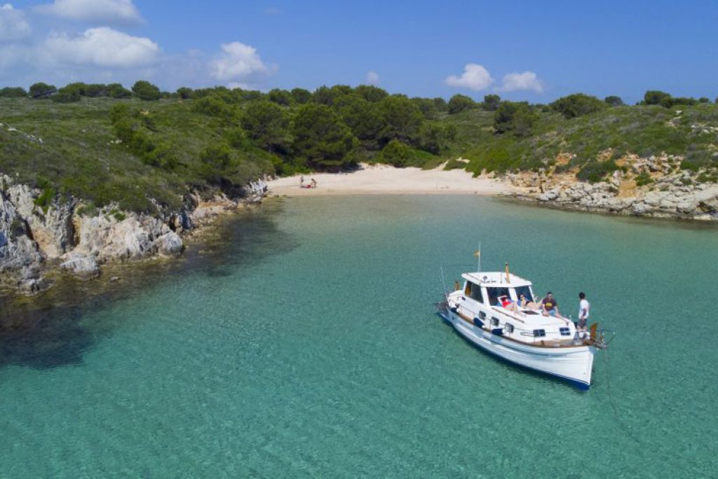 luxury yacht in shallow water