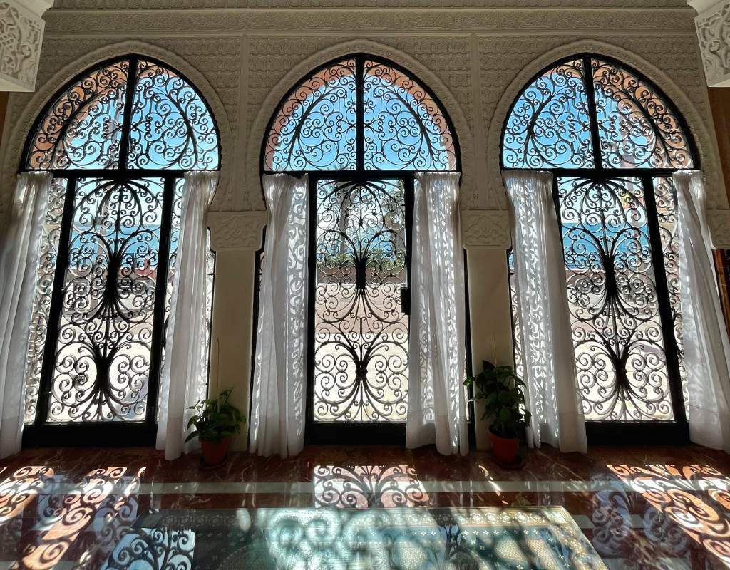 Light shining through arched windows