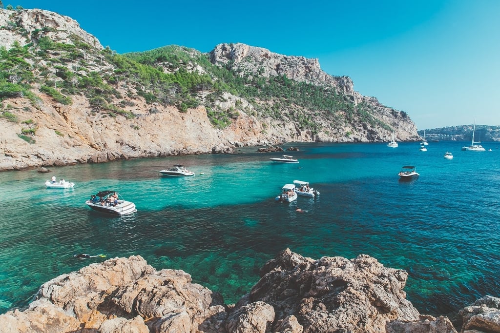 Aerial view of the oceans in Mallorca, Spain