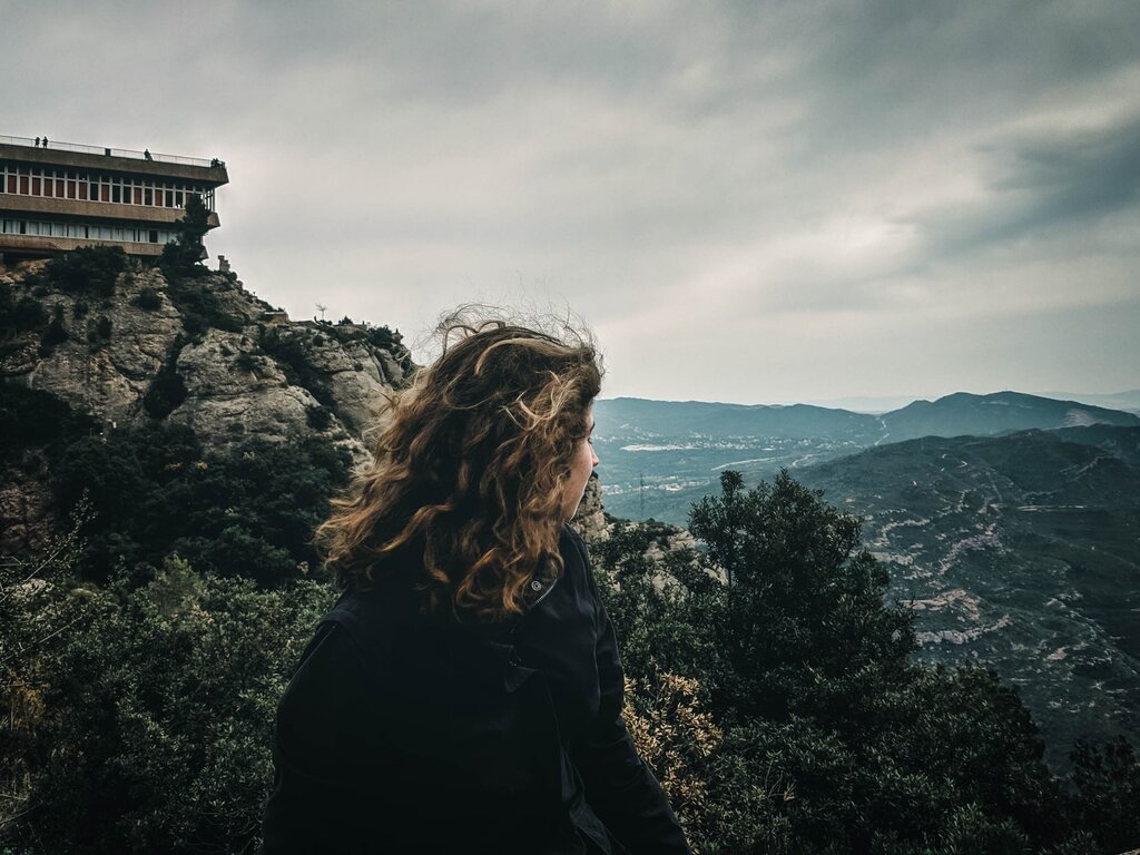 A woman hiking on Montserrat