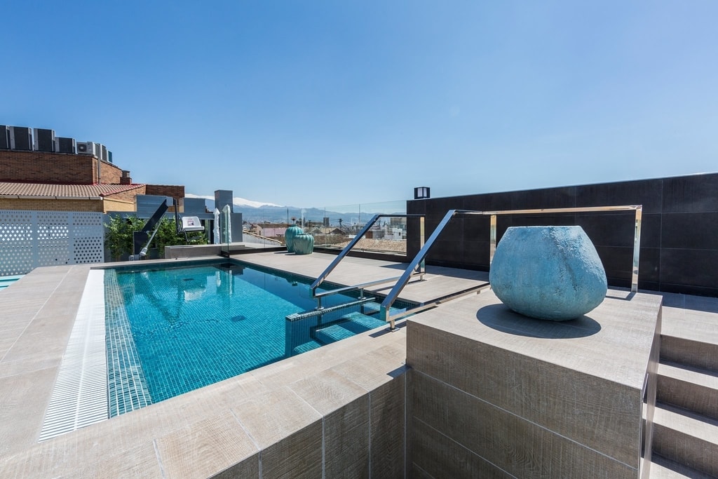 Rooftop pool at Catalona Granada Hotel in Spain