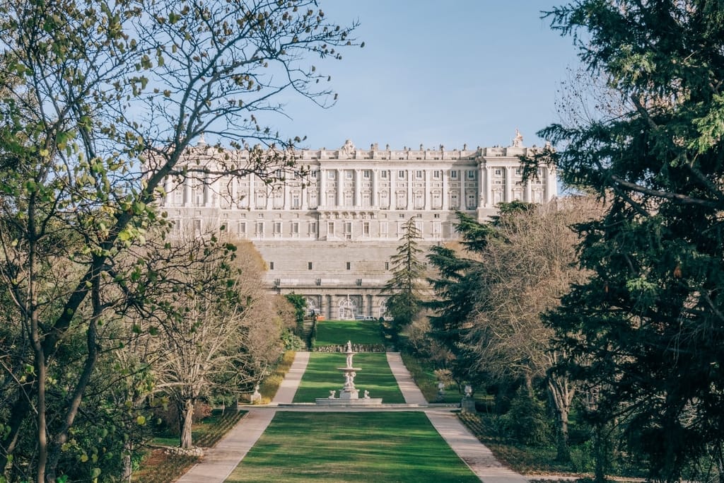 Royal palace and gardens in Madrid, Spain
