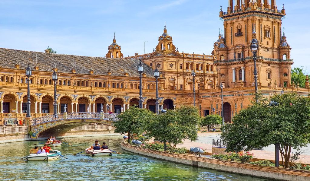 A-group-of-people-on-a-boat-in-Seville