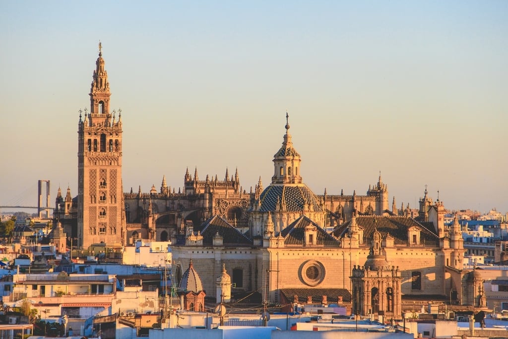Aerial view of the buildings in Seville, Spain