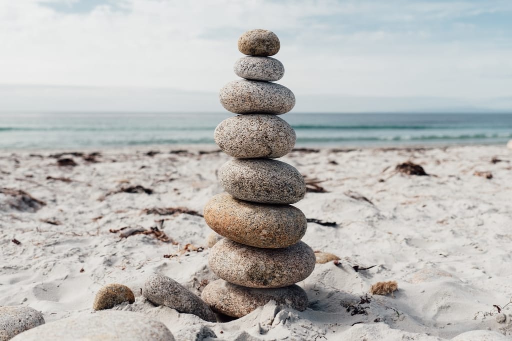 A stack of pebbles on a beach in Spain