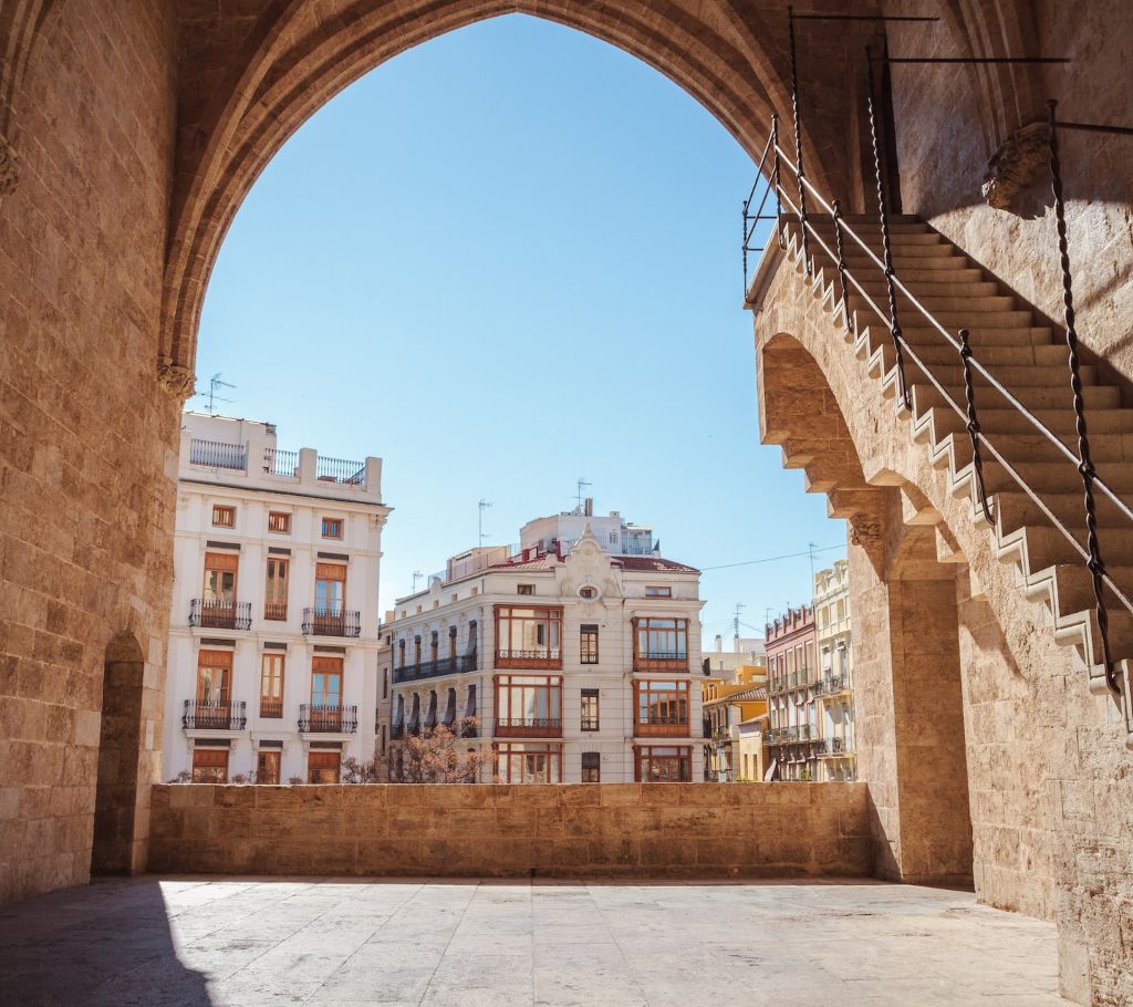 White buildings in Valencia, Spain