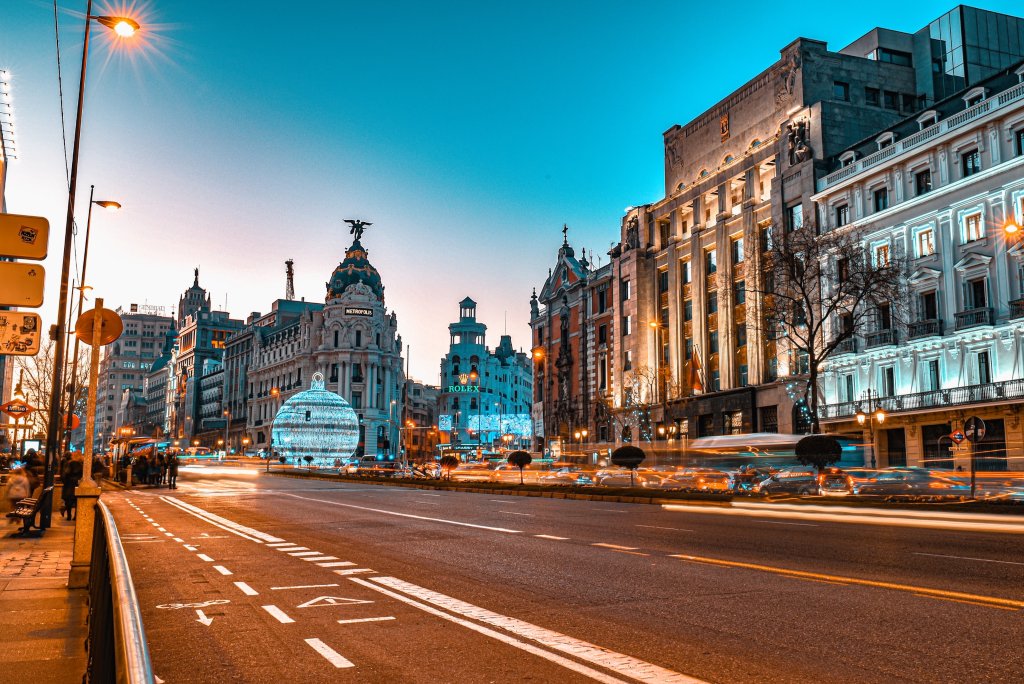 Street in Madrid at night