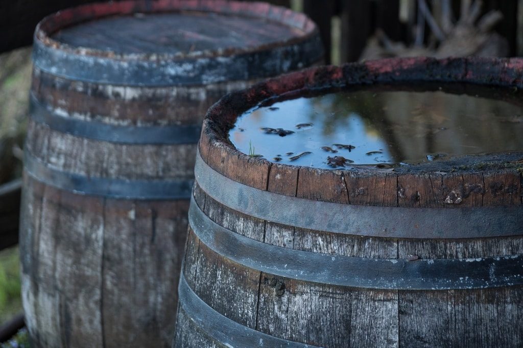 two-wine-barrels-side-by-side-filled-with-aging-red-wine-in-spain