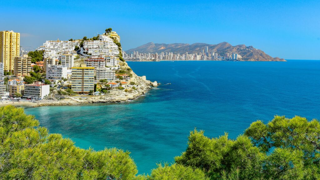 Buildings on the Coach of Cala Finestrat Beach in Alicante Spain